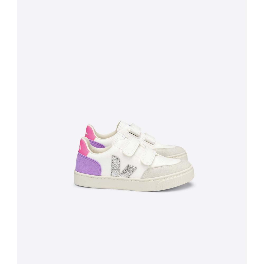 Pantofi Copii Veja V-12 CHROMEFREE White/Purple | RO 749KOR
